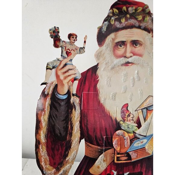 Old print factory Santa cardboard advent calendar Xmas Father Christmas vintage - Picture 2 of 11